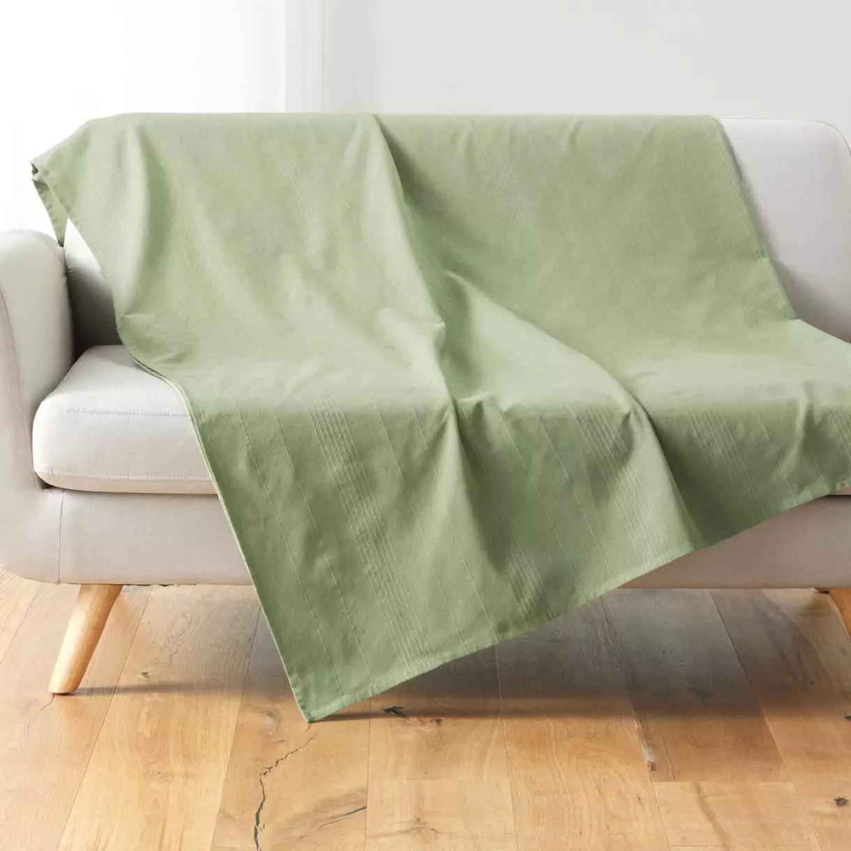 eminza Plaid polycoton (220 x 240 cm) Lucile Vert sauge