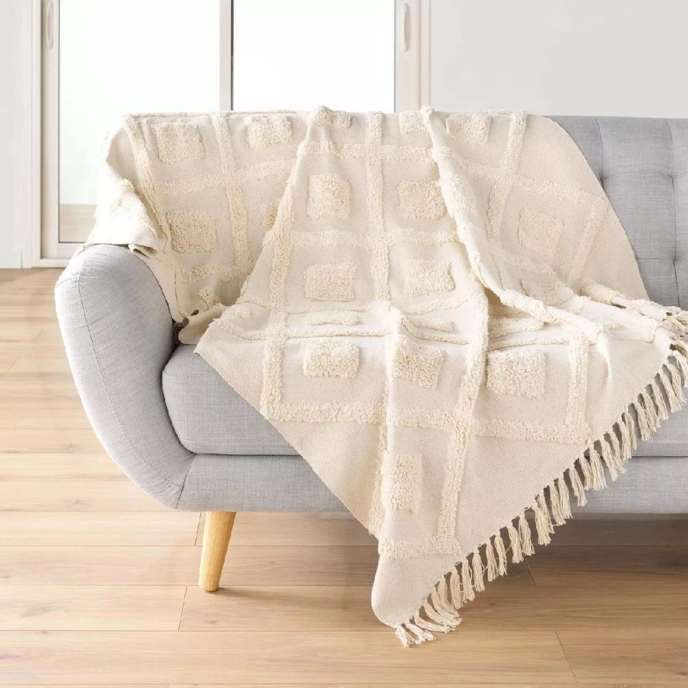 eminza Plaid polycoton tufté (125 x 150 cm) Inca Beige
