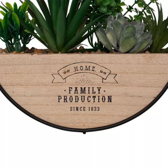 Eminza Plantes Artificielles Dans Support En Bois à Suspendre (D20 Cm) Family Production