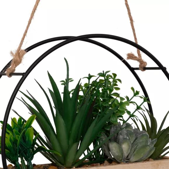 Eminza Plantes Artificielles Dans Support En Bois à Suspendre (D20 Cm) Family Production