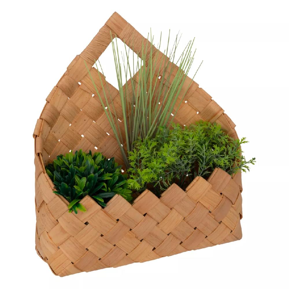 eminza Plantes artificielles suspendues dans panier en bambou (H27 cm) Jika