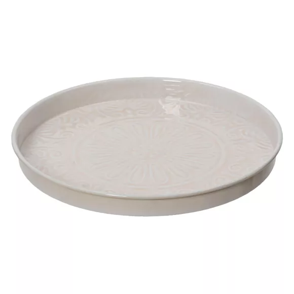 Eminza Plateau Rond Décoratif (D32 Cm) Fleurs D'Ésmée Crème