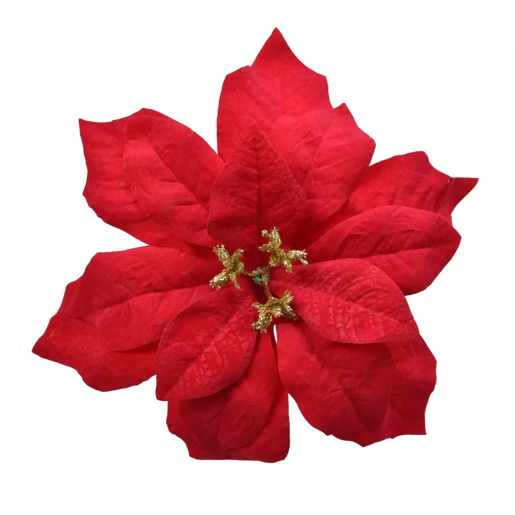 eminza Poinsettia de Noël Noelie sur clip (D16 cm) Rouge