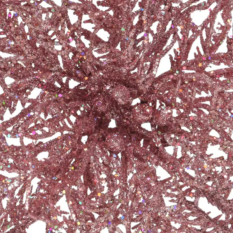 Eminza Poinsettia De Noël Paillettes Sur Clip (D23 Cm) Rose Poudré