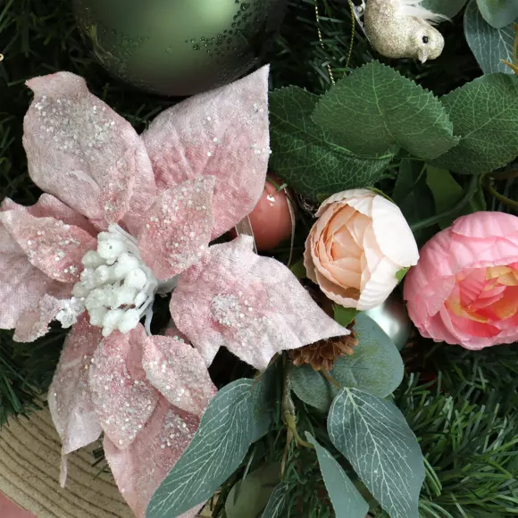 Eminza Poinsettia De Noël Sur Clip (D16 Cm) Rose Poudré