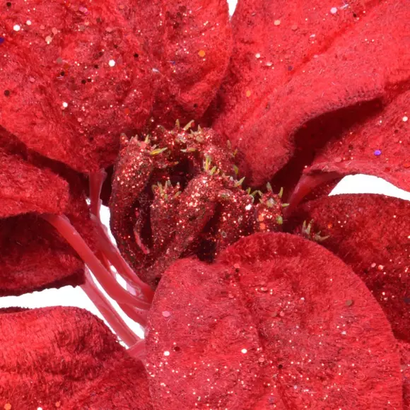 Eminza Poinsettia De Noël Sur Clip (D25 Cm) Coline Rouge
