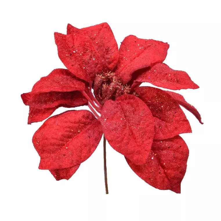 eminza Poinsettia de Noël sur clip (D25 cm) Coline Rouge