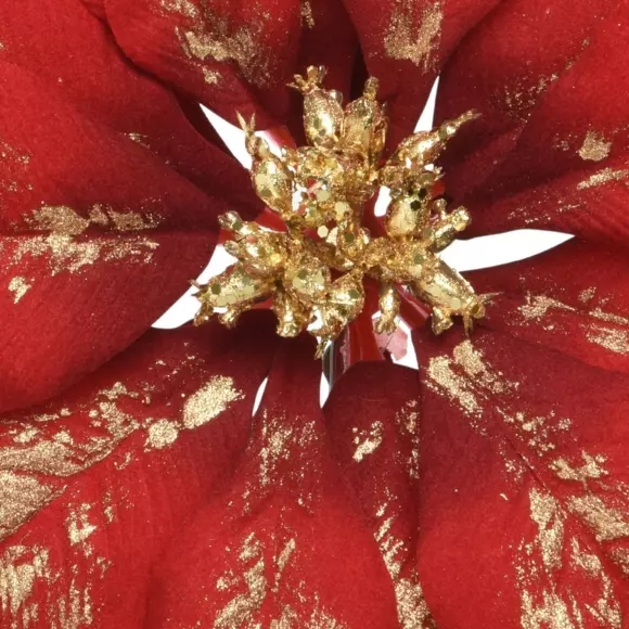 Eminza Poinsettia De Noël Velours Sur Clip (D24 Cm) Rouge