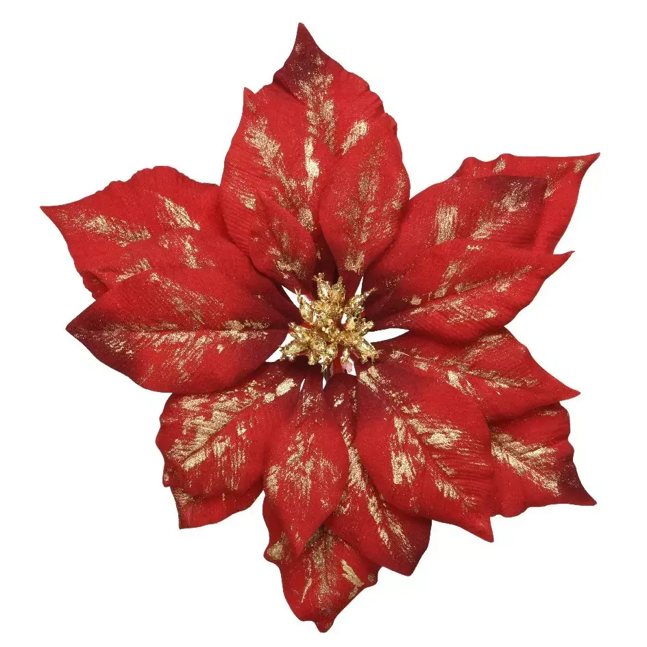 eminza Poinsettia de Noël Velours sur clip (D24 cm) Rouge