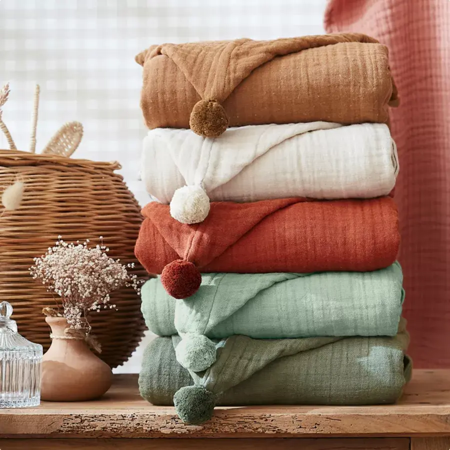 Eminza Poncho De Bain Enfant Gaze De Coton 2/5 Ans Gaïa Camel