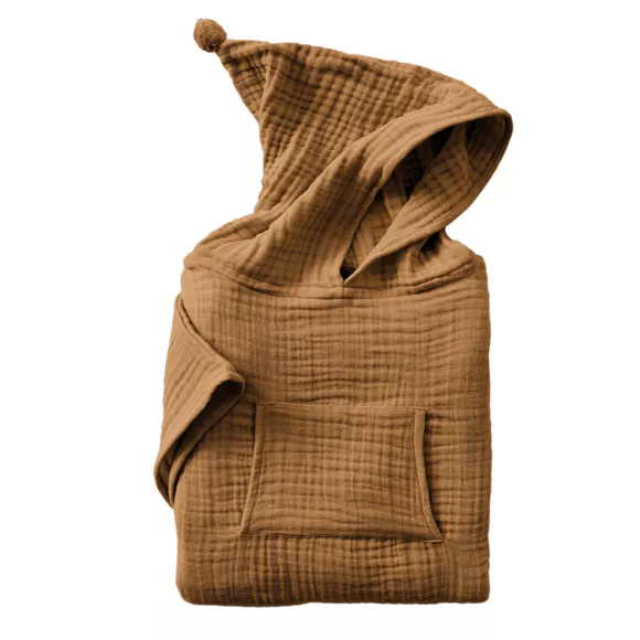Eminza Poncho De Bain Enfant Gaze De Coton 6/10 Ans Gaïa Camel