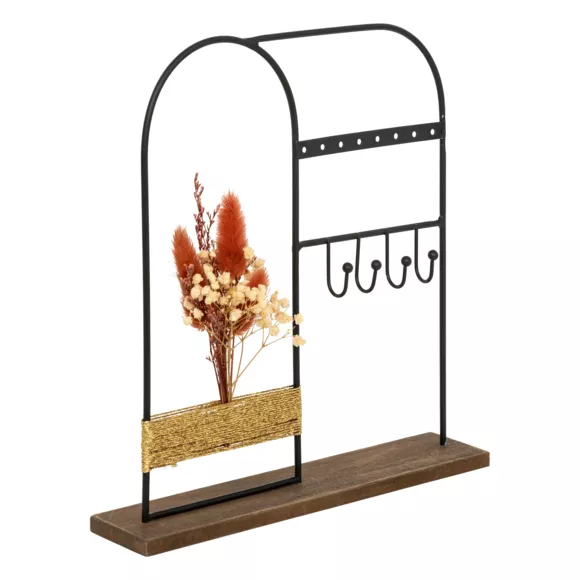 Eminza Porte Bijoux Métal Et Bois (H26 Cm) Automne Noir