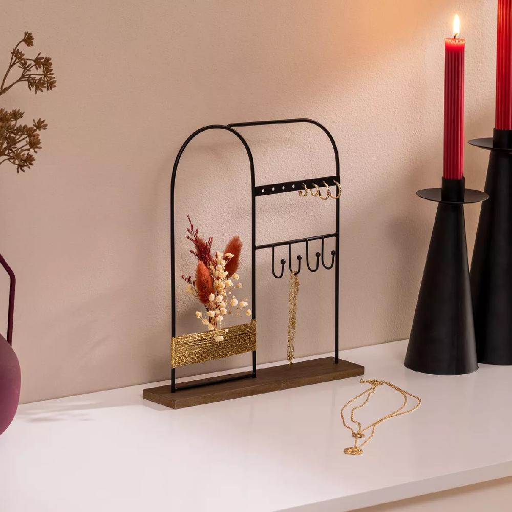 eminza Porte bijoux métal et bois (H26 cm) Automne Noir
