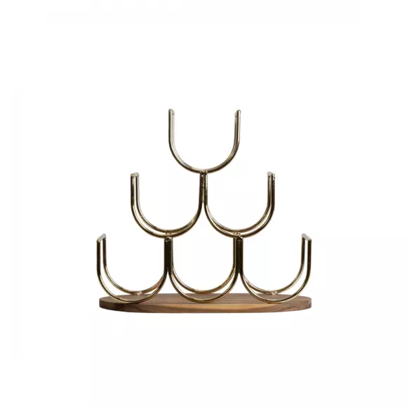 Eminza Porte-bouteilles Bois Et Métal 6 Emplacements (H30 Cm) Théo Or