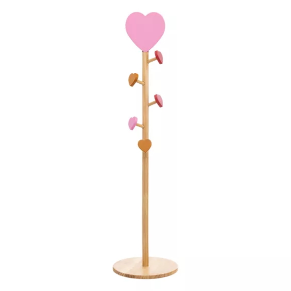 Eminza Porte Manteau Enfant Bois (H135 Cm) Amour Rose