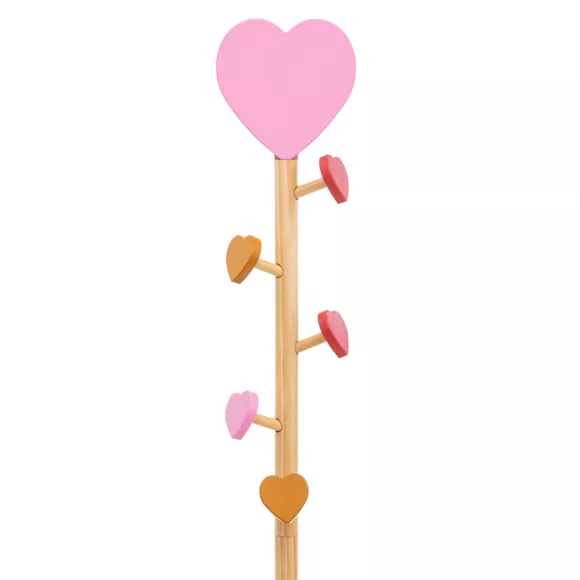 Eminza Porte Manteau Enfant Bois (H135 Cm) Amour Rose