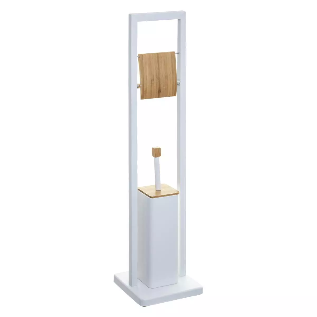 eminza Porte-papier toilettes et brosse WC Natureo Blanc