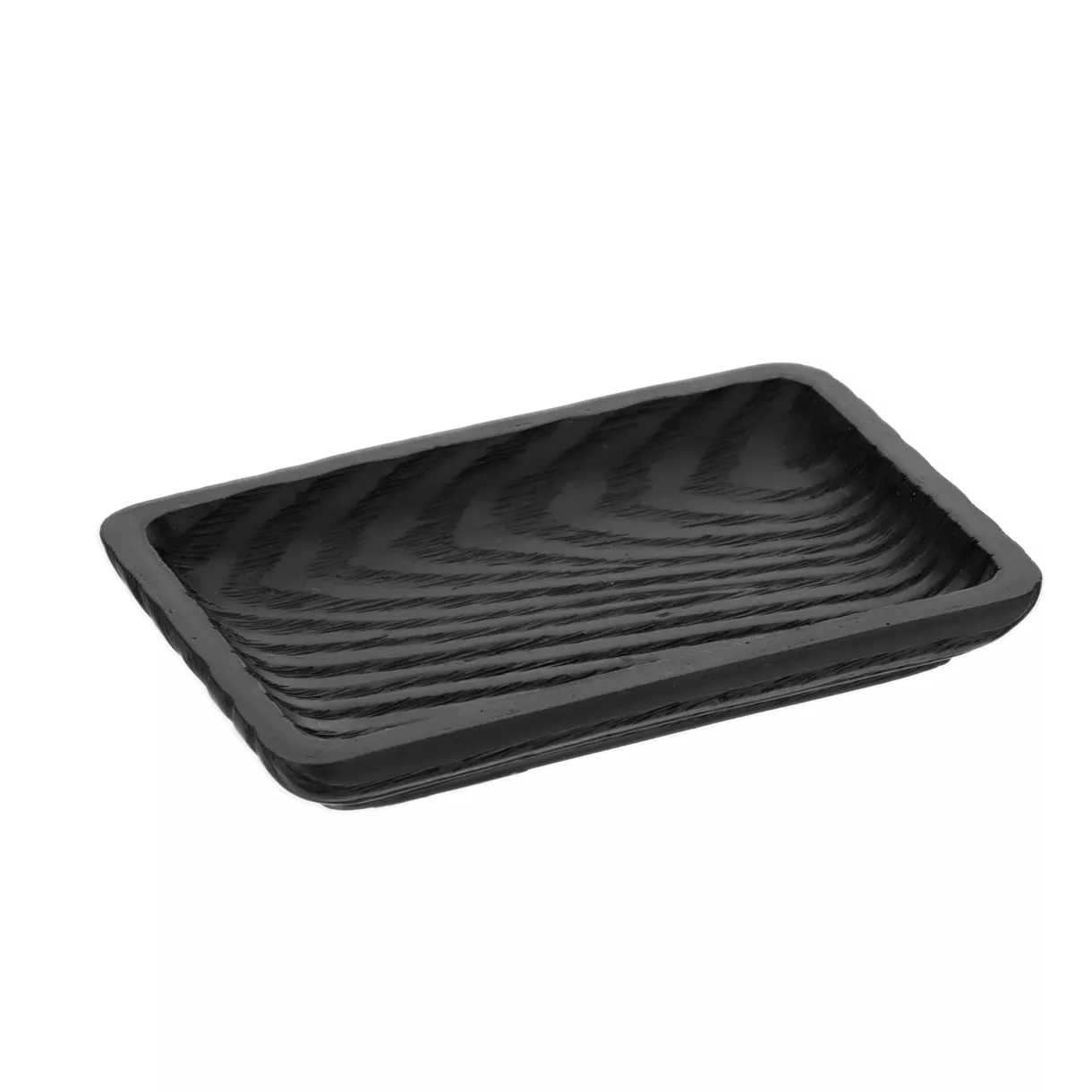 eminza Porte-savon en résine effet bois Scandi Noir