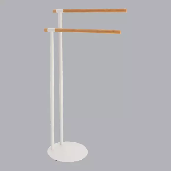 Eminza Porte Serviette 2 Barres (H77 Cm) Bambou Blanc