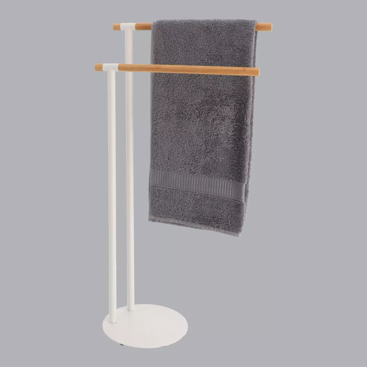 eminza Porte serviette 2 barres (H77 cm) Bambou Blanc
