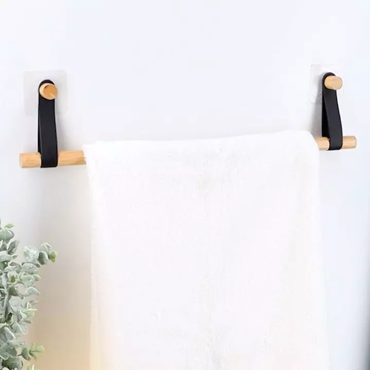 eminza Porte serviette adhésif 1 barre (50 cm) Easy Chic Noir