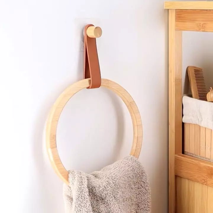 eminza Porte serviette adhésif arrondi (D21 cm) Easy Chic Caramel