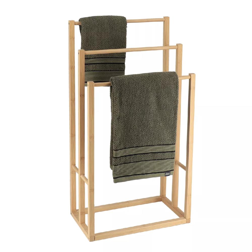 eminza Porte serviette en bambou 3 niveaux (H82 cm) Harmonie Naturel