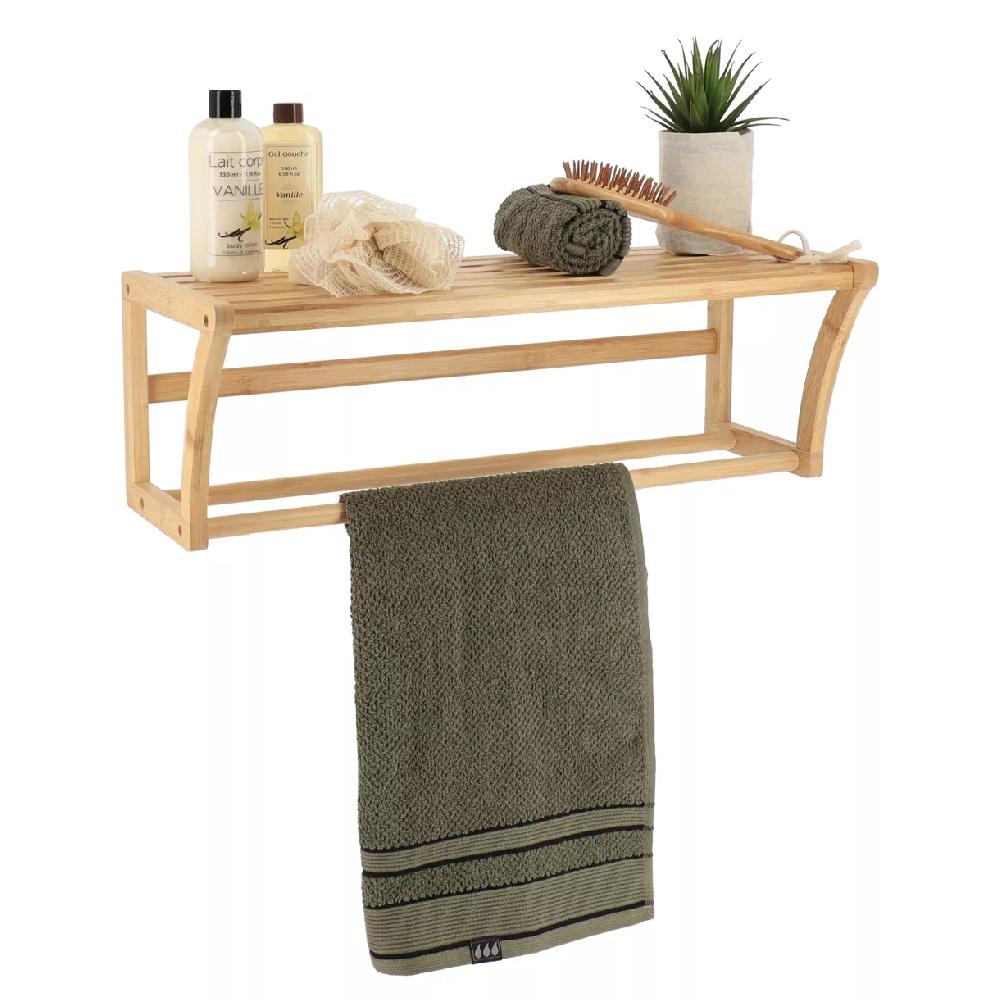 eminza Porte serviette mural bambou (60 x H20 cm) Harmonie Naturel