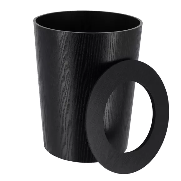 Eminza Poubelle Salle De Bain Façon Bois Scandi Noir