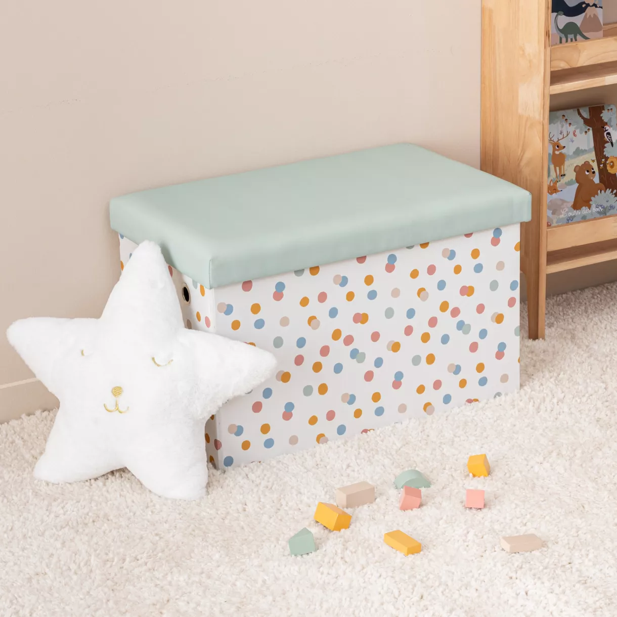eminza Pouf coffre pliable enfant (57 x 36 cm) Enio Multicolore