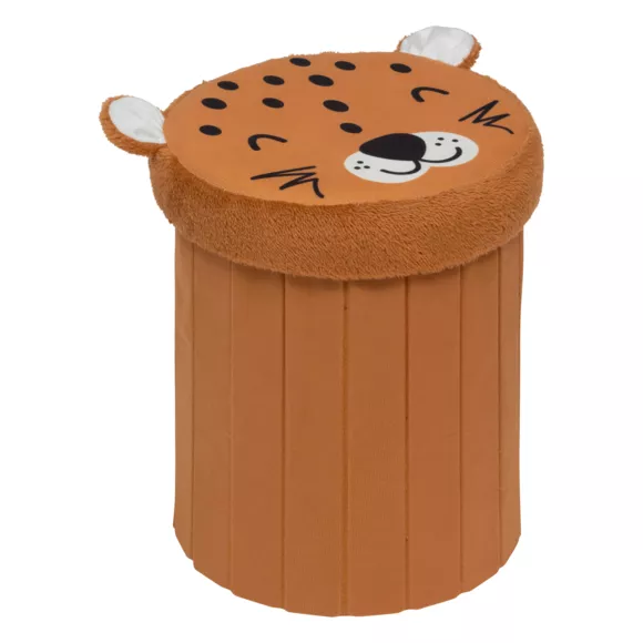 Eminza Pouf Coffre Pliant Enfant (H38 Cm) Léopard Marron