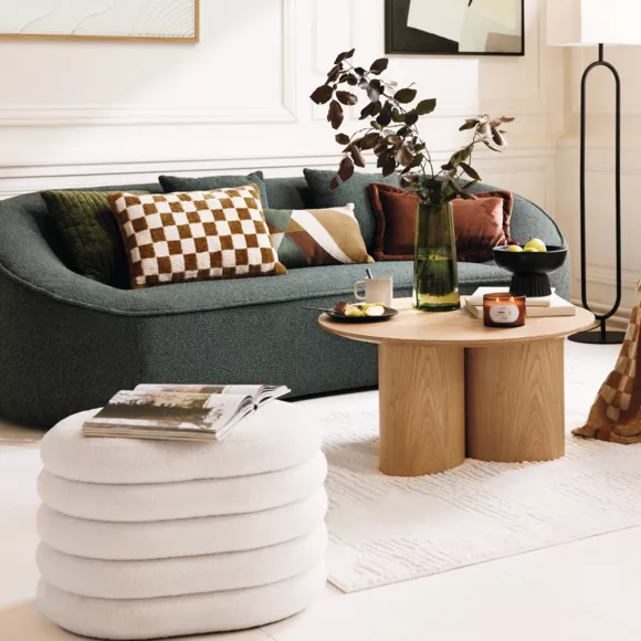 Eminza Pouf De Rangement Bouclette (L59 Cm) Giulia Blanc
