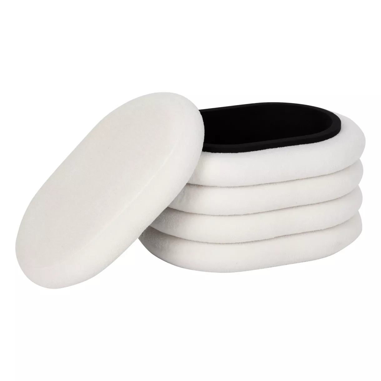 eminza Pouf de rangement bouclette (L59 cm) Giulia Blanc