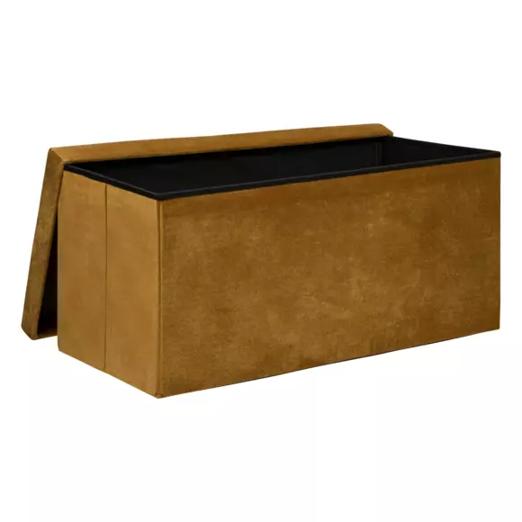 Eminza Pouf De Rangement Double Lilou Jaune Moutarde