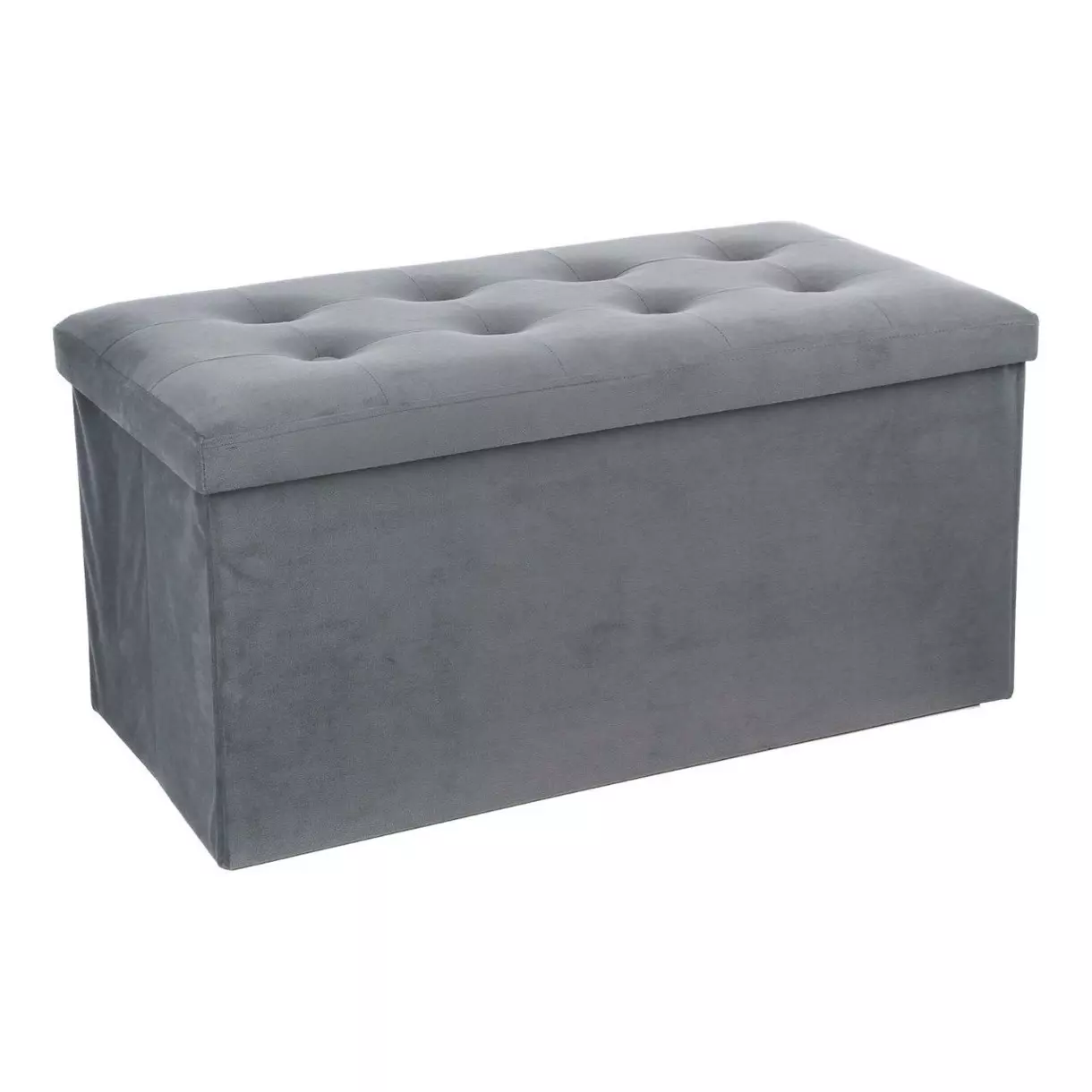eminza Pouf de rangement double Lysandre Velours Gris