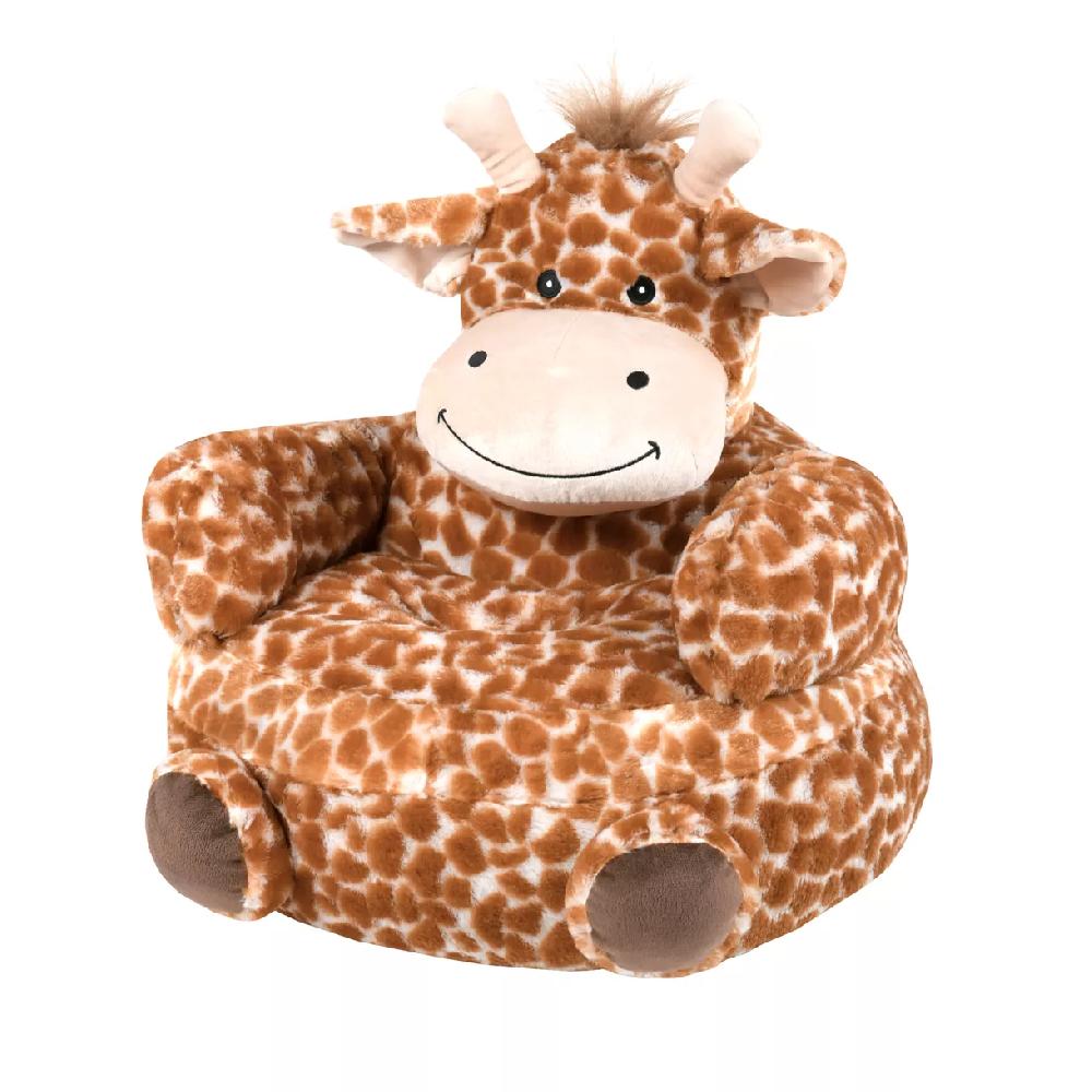 eminza Pouf peluche girafe enfant (45 cm) Jeanine Marron camel