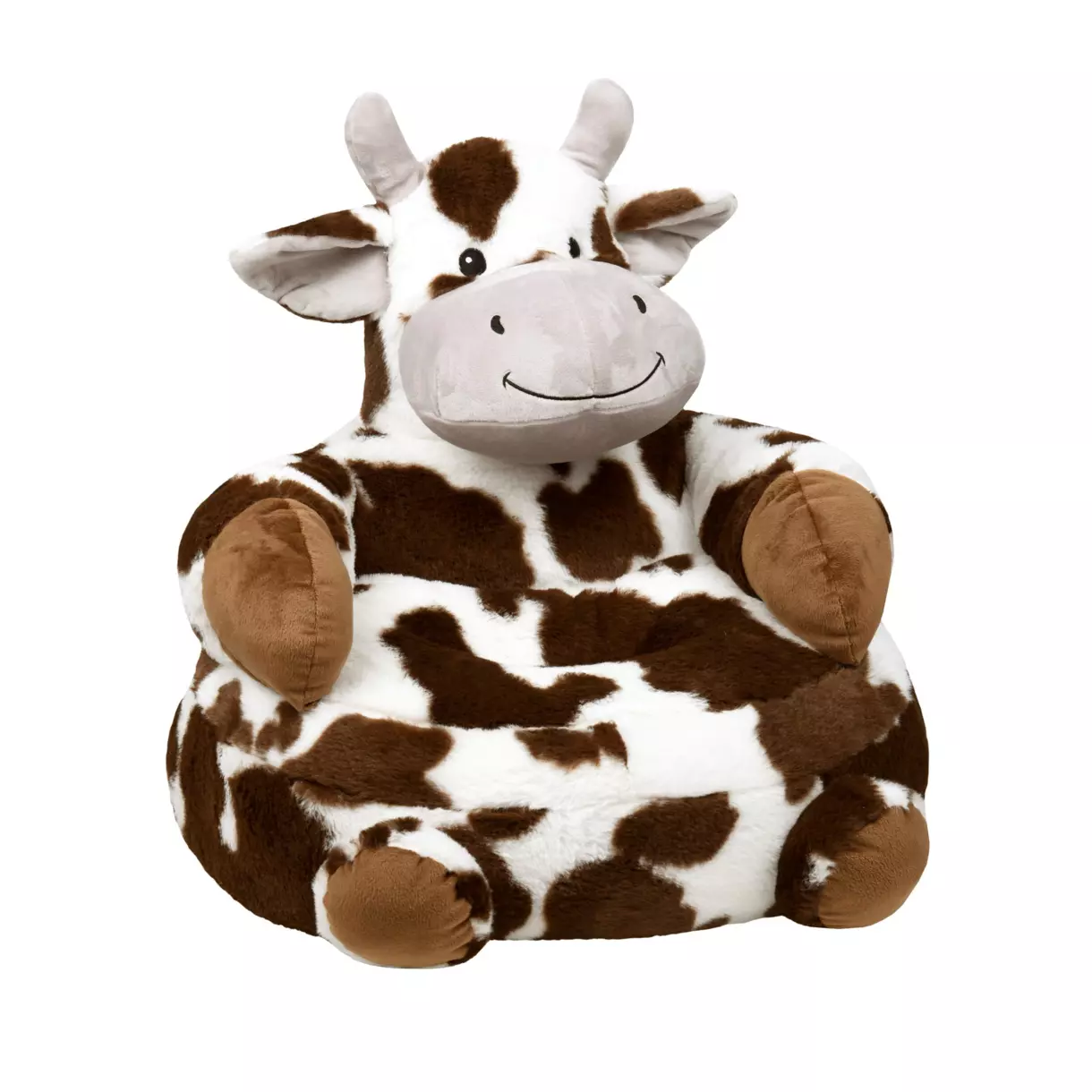 eminza Pouf peluche vache enfant (H45 cm) Lise Marron