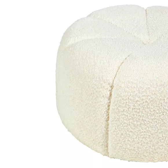 Eminza Pouf Rond Bouclette (D40 X H22 Cm) Blanc Polaire