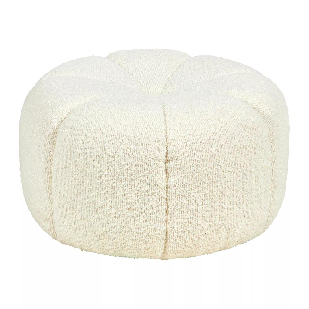eminza Pouf rond bouclette (D40 x H22 cm) Blanc polaire