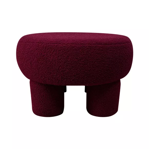 Eminza Pouf Rond Bouclette (D51 Cm) Jade Rouge Cerise