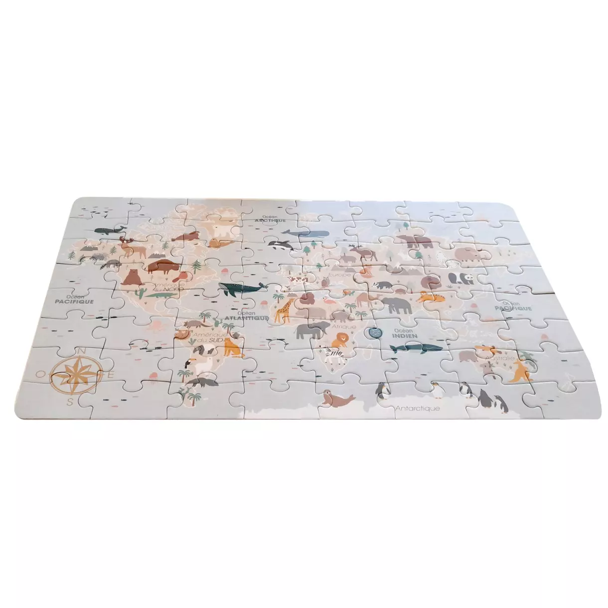 eminza Puzzle enfant 64 pièces Autour du monde Multicolore