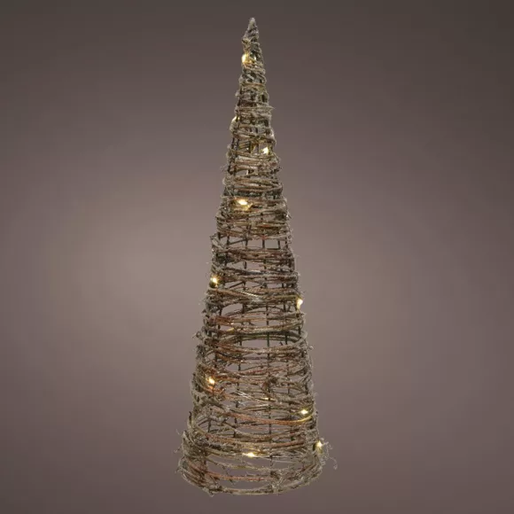 Eminza Pyramide Lumineuse à Piles 20 LED (H60 Cm) Rattan Blanc Chaud