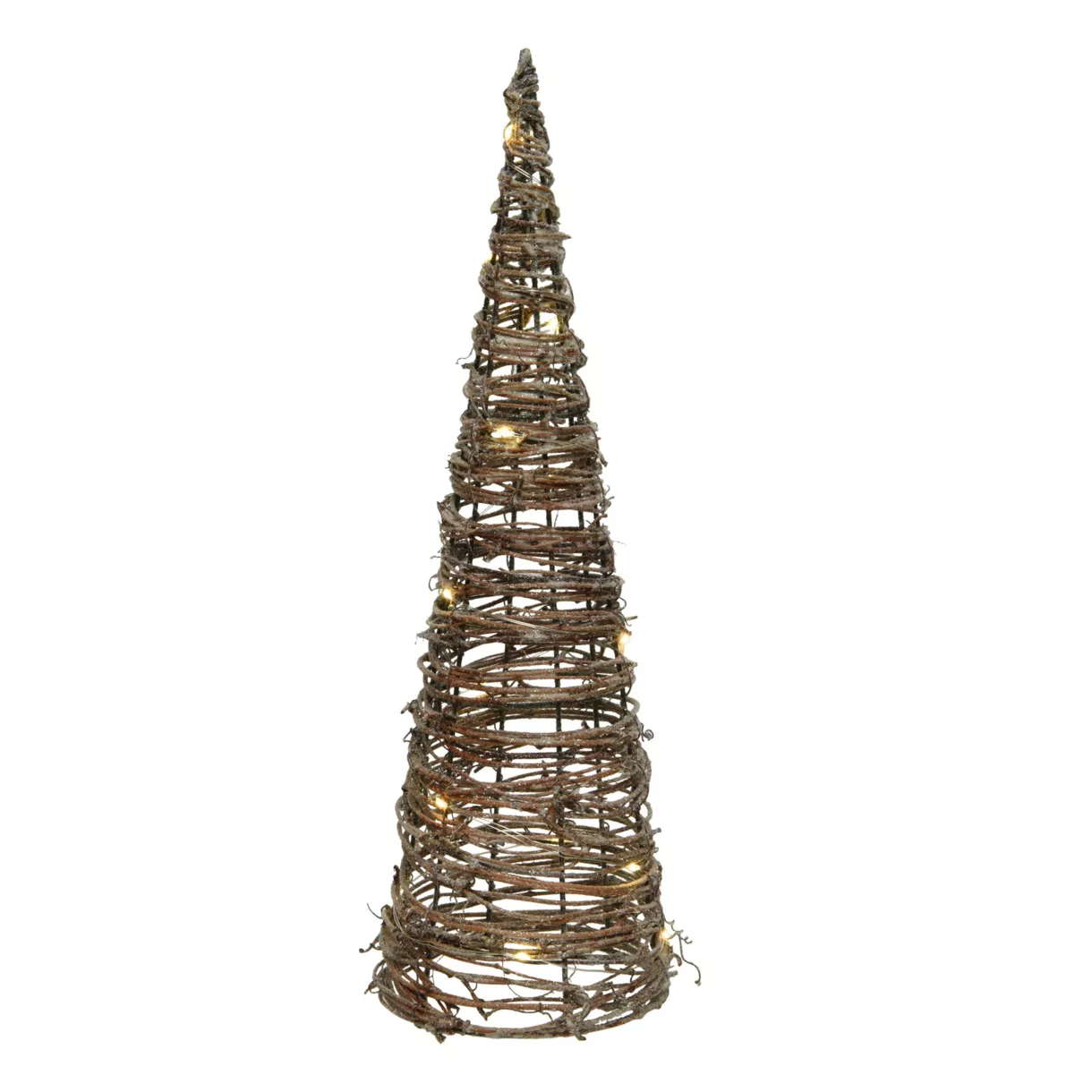 eminza Pyramide lumineuse à piles 20 LED (H60 cm) Rattan Blanc chaud