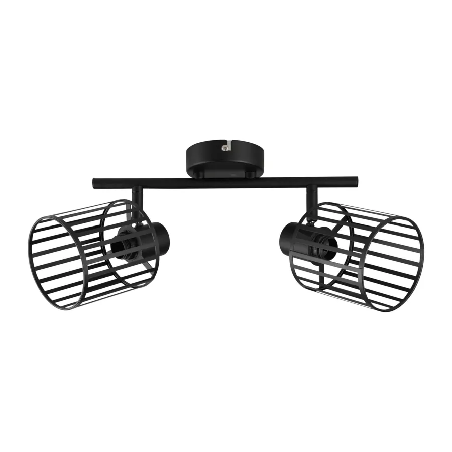 Eminza Rampe De Spot 2 Abat-jours Métal Industriel (L30.5 Cm) Alma Noir