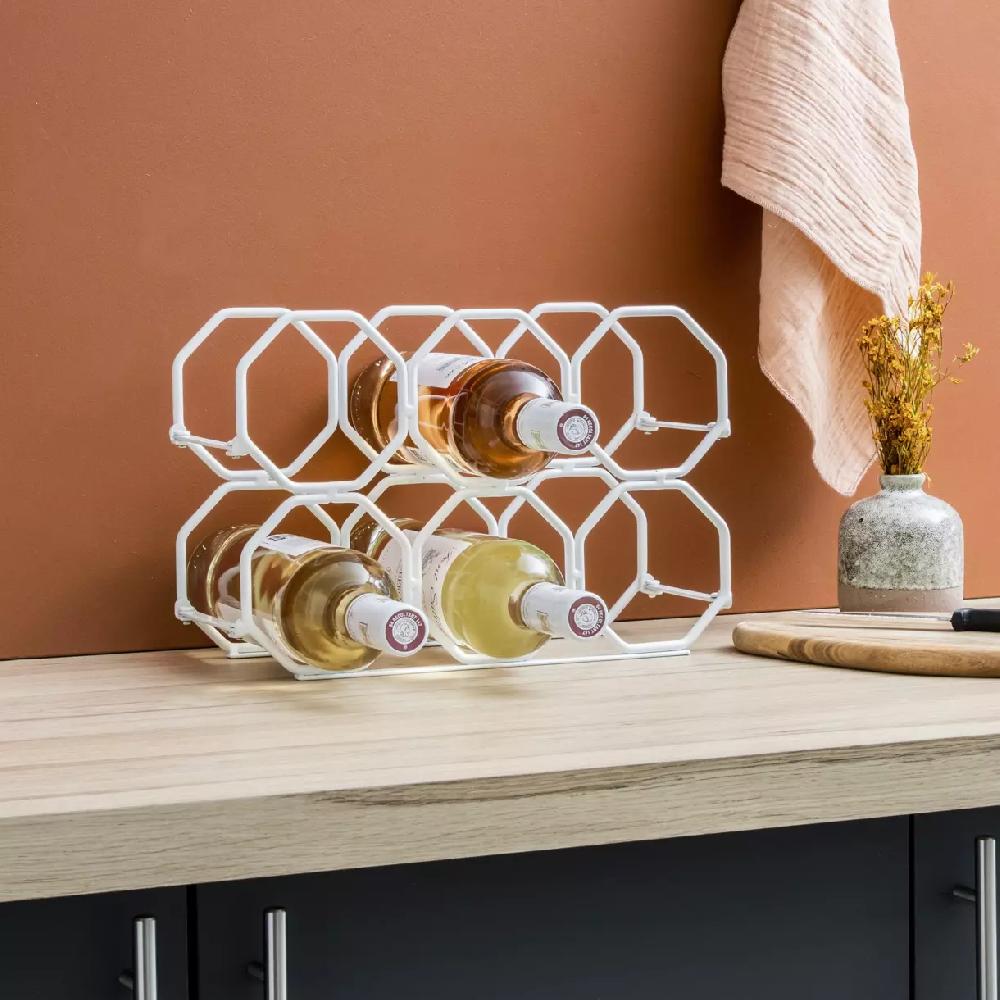 eminza Range-bouteilles métal pliable (H22 cm) Elio Blanc