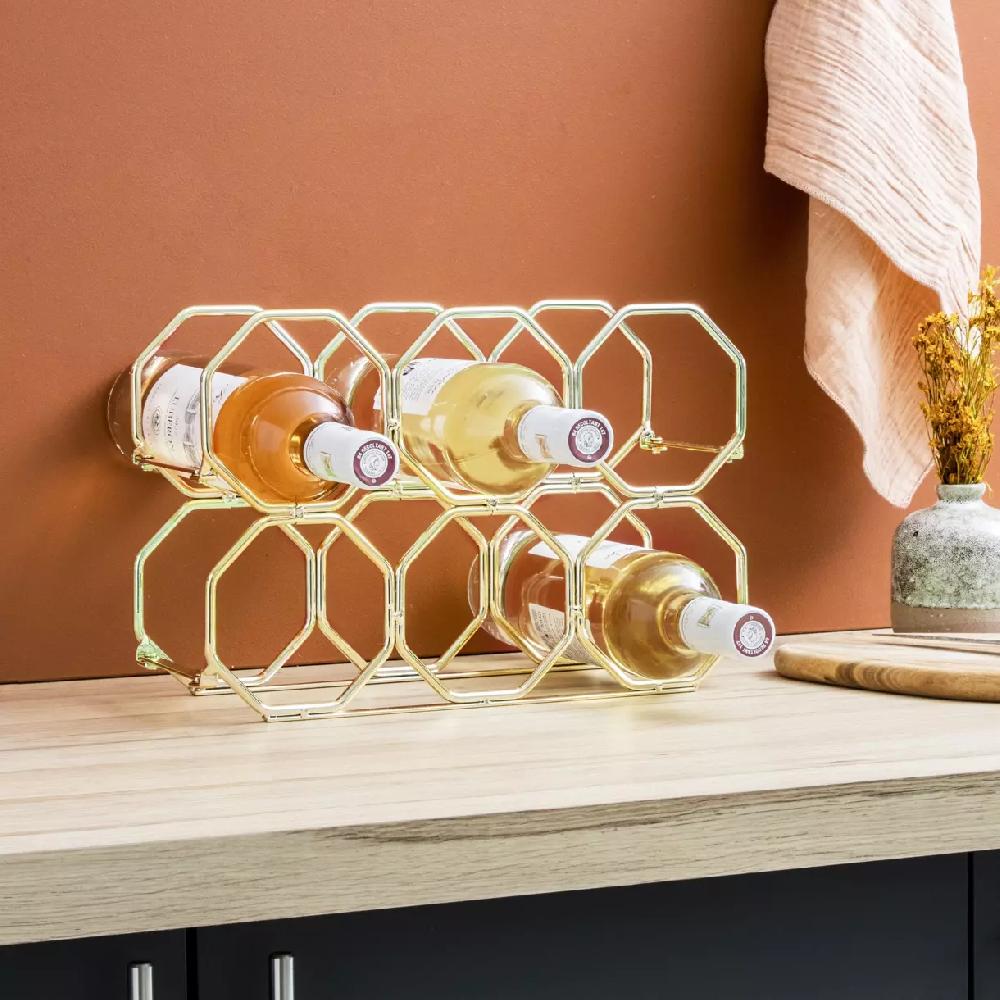 eminza Range-bouteilles métal pliable (H22 cm) Elio Or