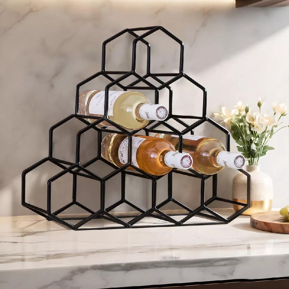 eminza Range-bouteilles métal pyramide (H38 cm) Malo Noir