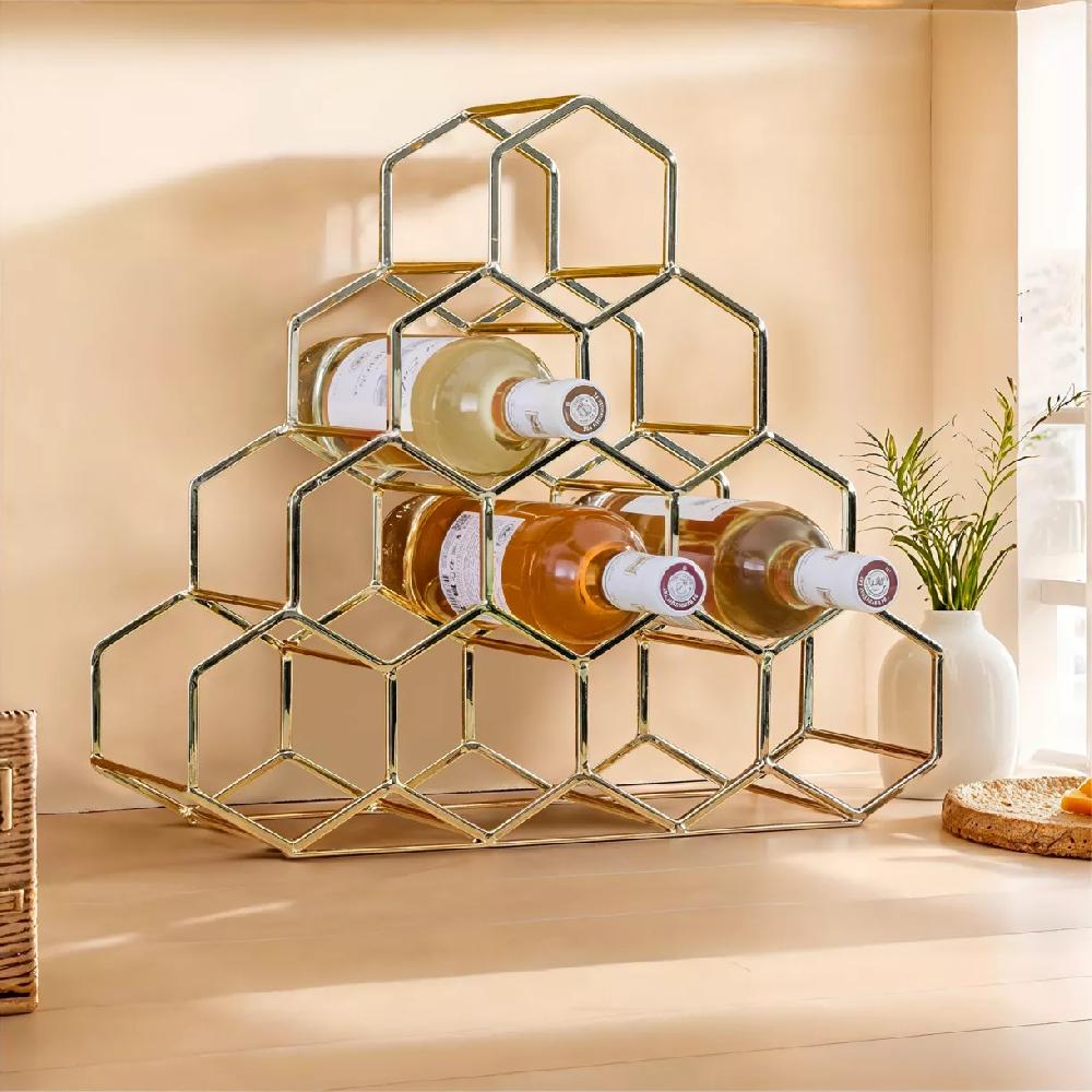 eminza Range-bouteilles métal pyramide (H38 cm) Malo Or