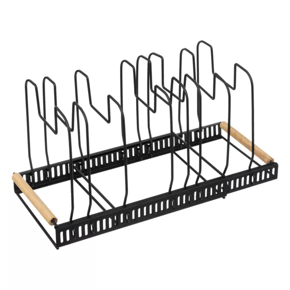 Eminza Rangement Extensible Couvercles Et Poêles Métal Et Bois (58 5 X 21 Cm) Rack Noir