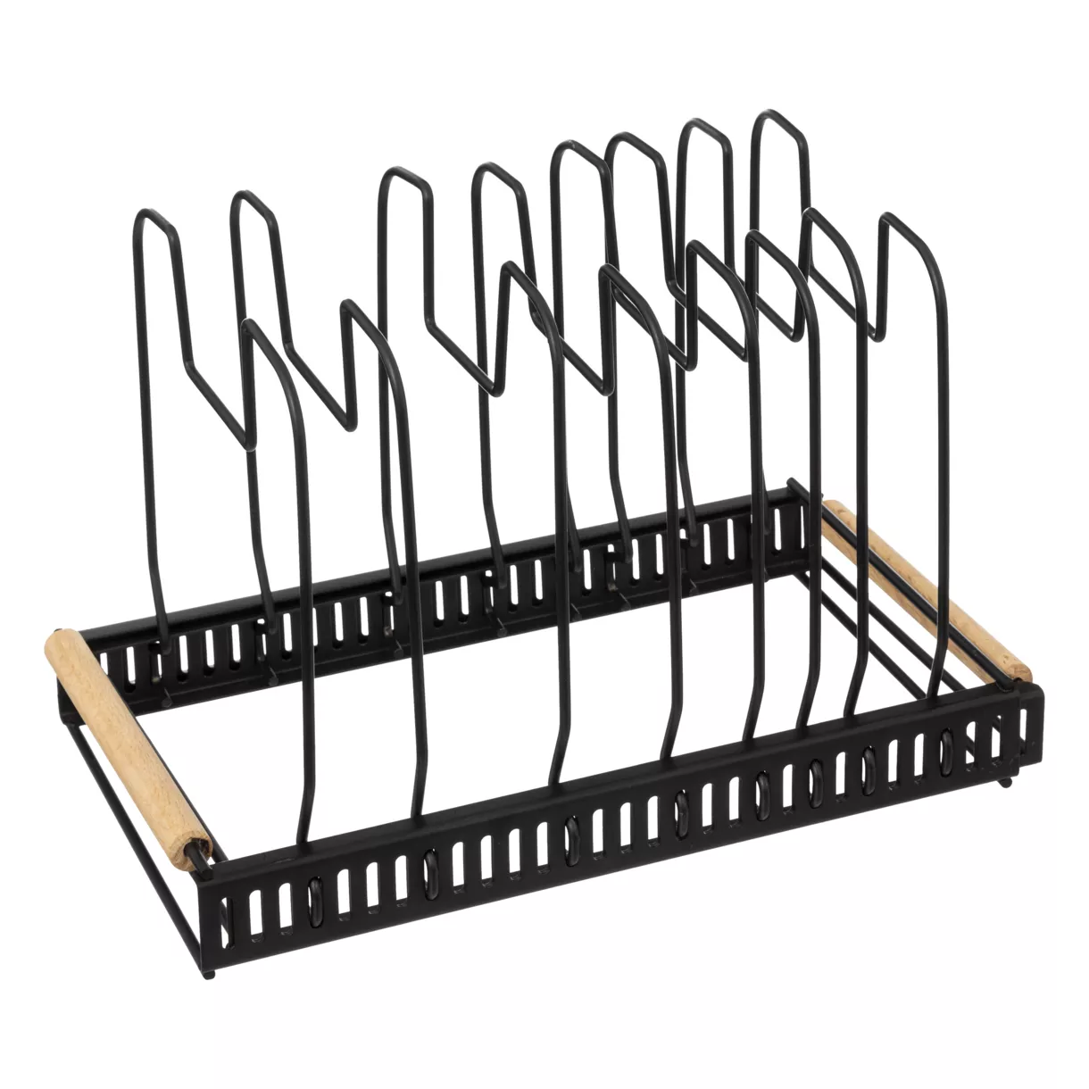 eminza Rangement extensible couvercles et poêles métal et bois (58 5 x 21 cm) Rack Noir
